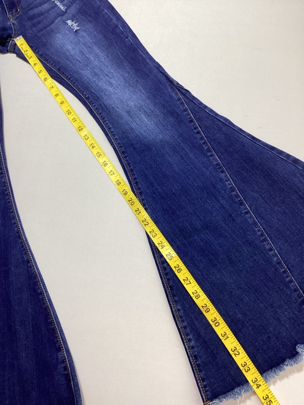 Women’s Dark Blue High Waist Distressed Flare Jeans - Picture 10 of 11
